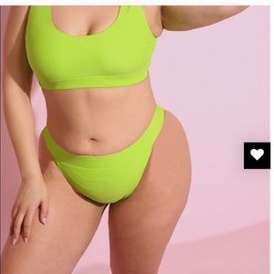 Neon green thigh high biniki bottom. 💚
